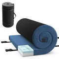 Matelas de camping en mousse à mémoire de forme Costway avec fond antidérapant, sac de voyage pour le couchage en extérieur, gris/bleu