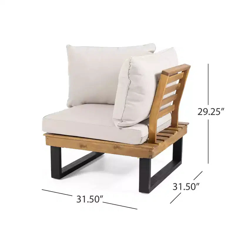 Canapé d'angle d'extérieur en forme de L, ensemble de loisirs pour patio, ensemble de sièges de conversation de jardin avec table basse et coussins résistants à l'eau - ModernLuxe