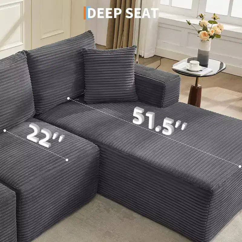 108 Modern Sofa Couch, 3 Seater Upholstered L Shaped Sofa with Pillows, Deep Seat Sofa, No Assembly Required