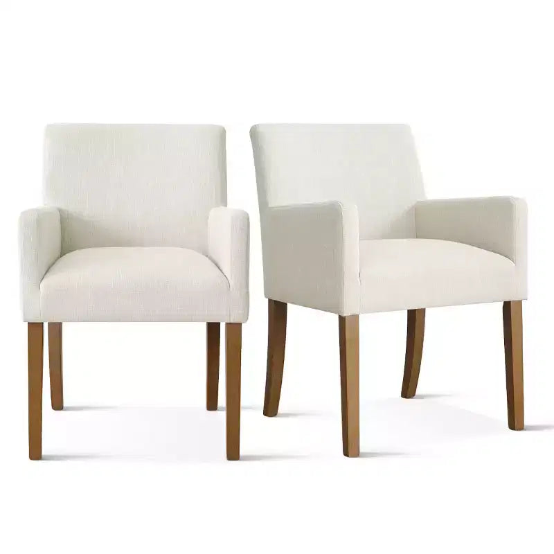 Lot de 6 chaises de salle à manger capitonnées avec accoudoirs, fauteuils modernes en lin avec pieds en bois, chaises d'appoint pour salle à manger, salon – Panipeachy