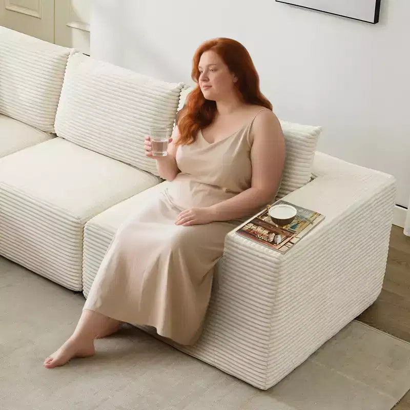 108 Modern Sofa Couch, 3 Seater Upholstered L Shaped Sofa with Pillows, Deep Seat Sofa, No Assembly Required