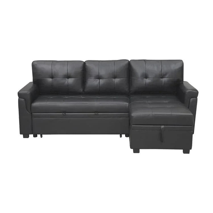 Canapé d'angle réversible convertible avec lit gigogne, méridienne de rangement et pieds durables